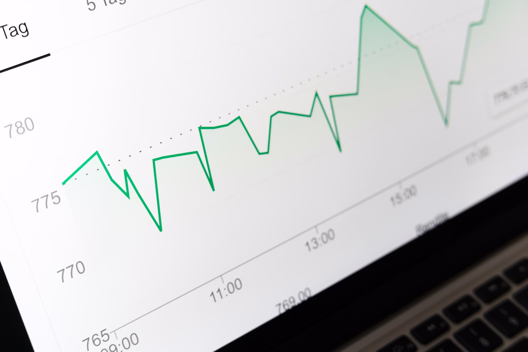 Grafico di crescita dei dati su laptop